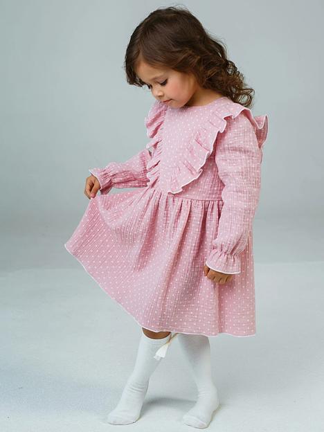 Платье MINI DI «Адель» горох на розовом, муслин, арт.290/2200 ОПТ фото 9