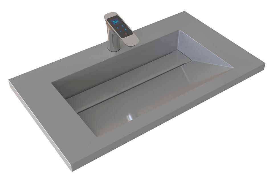 Раковина для ванной полувстраиваемая Uperwood Next 70 см, прямоугольная, серый глянец фото 2