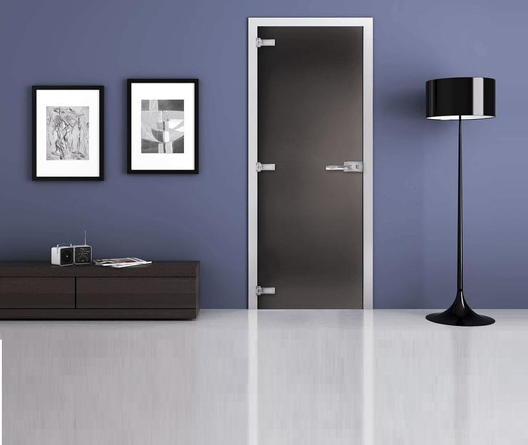 Стеклянная межкомнатная дверь с матовым полотном графит опт фото 1