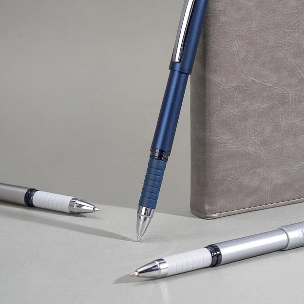 Ручка шариков. Deli EQ126-BL d=0.7мм син. черн. кругл. фото 3