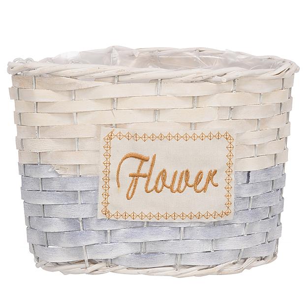 Кашпо из щепы , Д215 Ш155 В160, натуральный с голубым фото 1