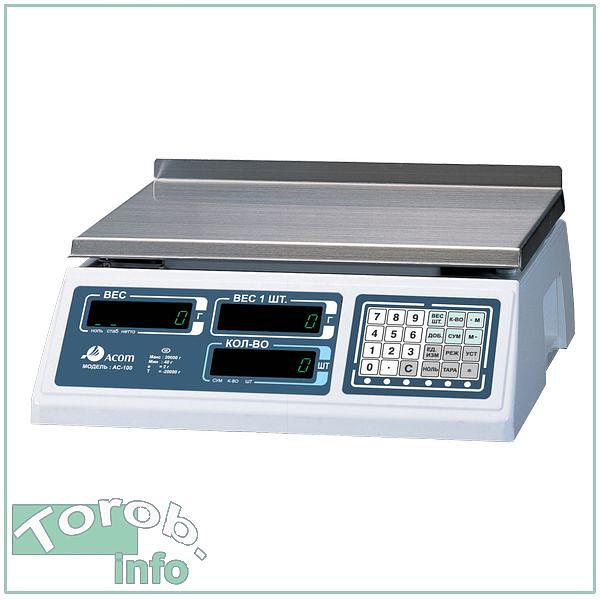 ACOM AC-100-30  - весы счетные. 30 кг, d-5 г, калибровка Внешняя
Подключение к ПК  через интерфейс RS-232C. фото 1