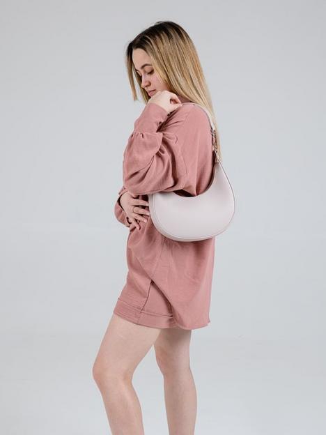 Женская сумка-полумесяц серо-бежевая опт фото 2