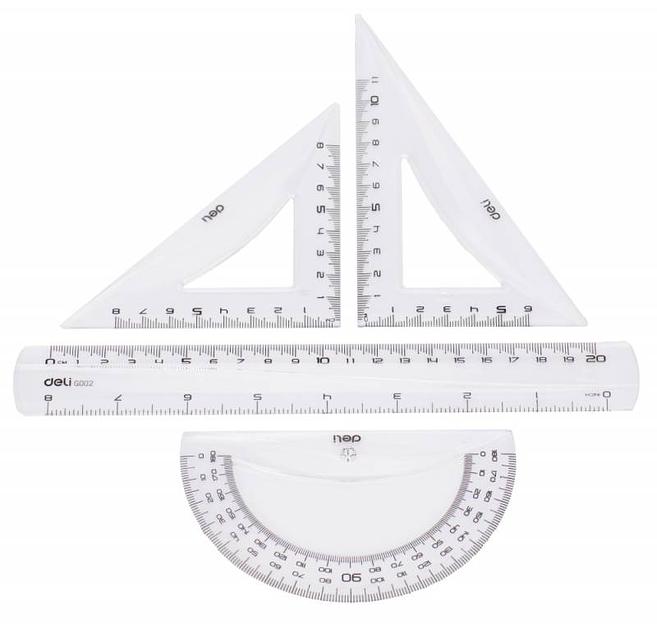 Набор линеек Deli Pioneer EG00412 пластик прозрачный компл.:лин.20см./треуг.2шт./трансп. европодвес фото 2