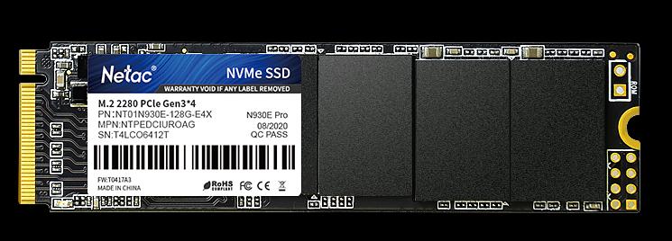 Ssd накопитель Netac SSD N930E Pro PCIe 3 x4 M.2 2280 NVMe 3D NAND 128GB, R/W up to 970/650MB/s, 3y wty (NT01N930E-128G-E4X) фото 1