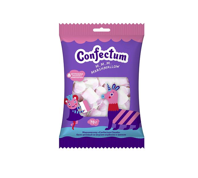 Маршмеллоу Confectum «Clouds» бело-розовый со вкусом клубники и ванили 12 шт по 70 г ОПТ фото 1