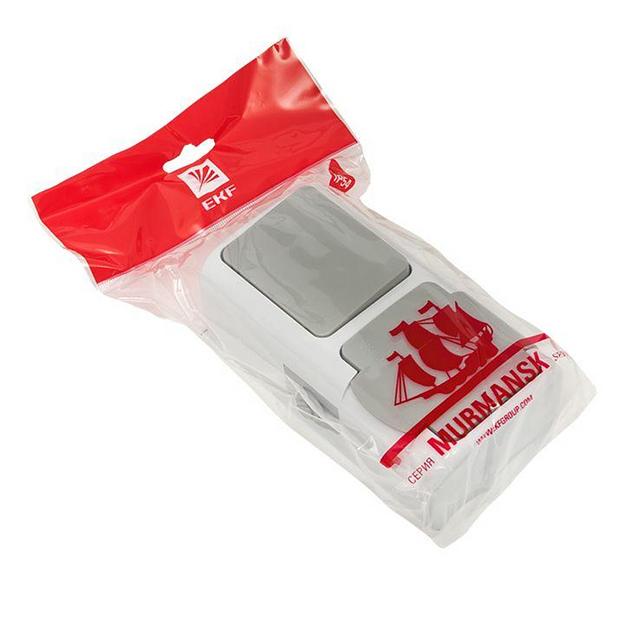 EKF EFRV16-050-30-540 Мурманск Блок  розетка 1-м 16А с заземлением с крышкой+ 1-кл выключатель IP54 серый EKF фото 6