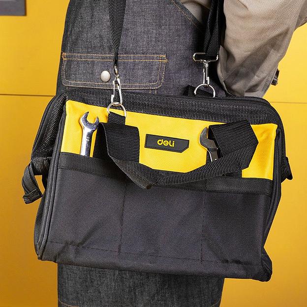 Ящики и сумки для инструментов Deli Сумка-саквояж для инструментов Deli DL-P1 300 x 230 x 250мм, 14 карманов, плечевой ремень, ткань Оксфорд 600D фото 5