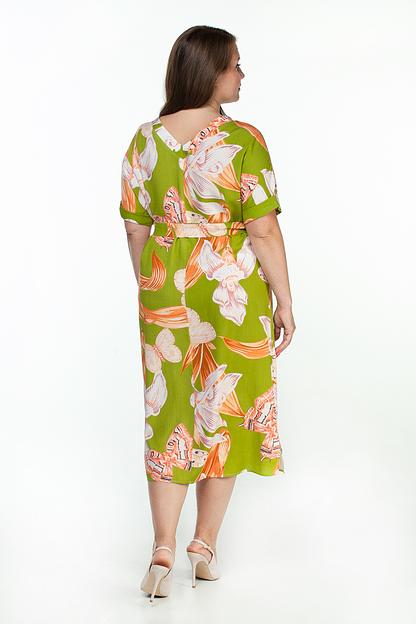 Платье штапель  6030/07/Салатовый, розовый  фото 5