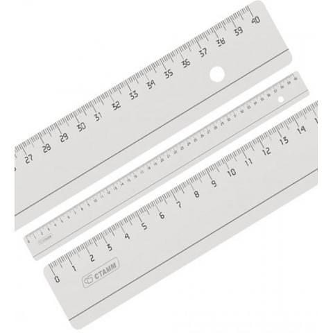 Линейка пластиковая, 40 см, прозрачный, СТАММ ЛН53 фото 1