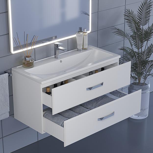 Тумба под раковину для ванной Uperwood Foster 100 см, подвесная, белая фото 5