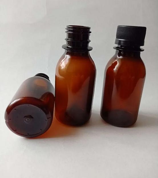 Бутылка коричневая с чёрной крышкой 100 мл ПЭТ фото 3