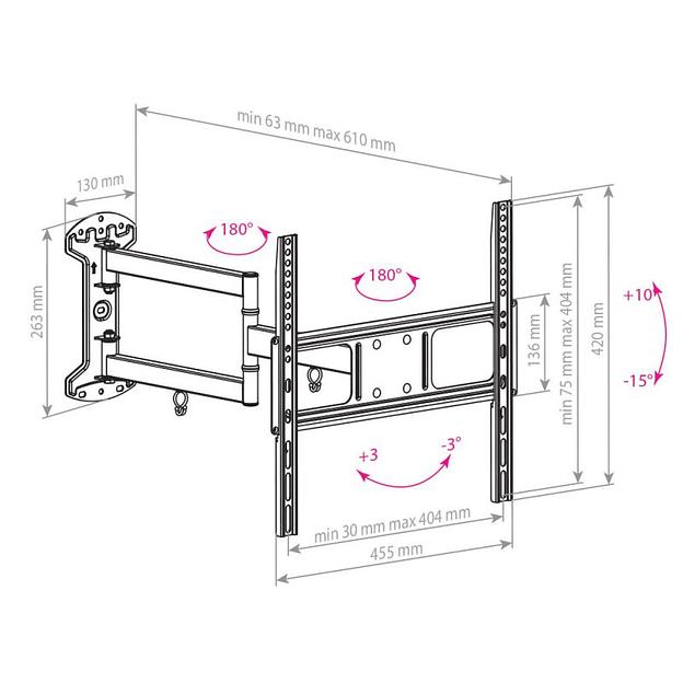 Кронштейн для телевизора Arm Media LCD-415 черный 24"-55" макс.35кг настенный поворотно-выдвижной и наклонный фото 2