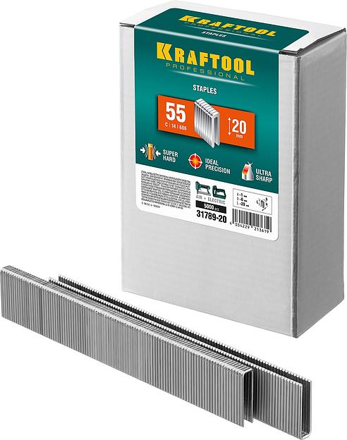 KRAFTOOL скобы тип 55 (90/C), 20 мм, калибр 18GA. 5000 шт (31789-20) фото 1