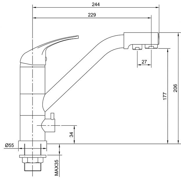 Латунный смеситель для мойки одноручный Eleanti Topaz фото 2