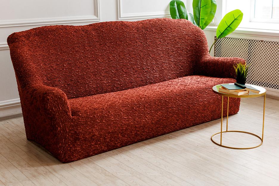 Чехол на трёхместный диван Чехлы&Пледы «Виктория» терракотовый ОПТ фото 2