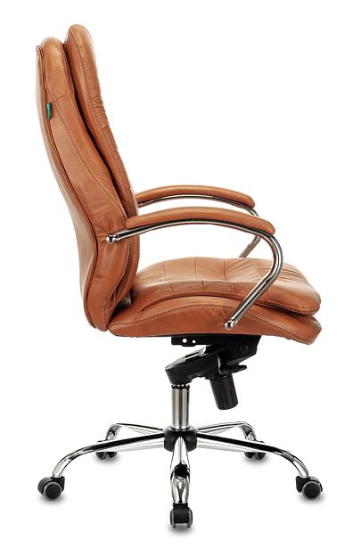Кресло руководителя Бюрократ T-9950 рыжий Leather Ontano кожа крестовина металл хром фото 3