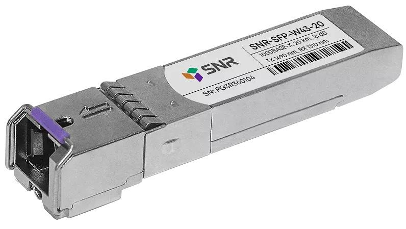 Модуль SFP WDM, дальность до 20км (12dB), 1490/1310nm (SNR-SFP-W43-20) фото 1
