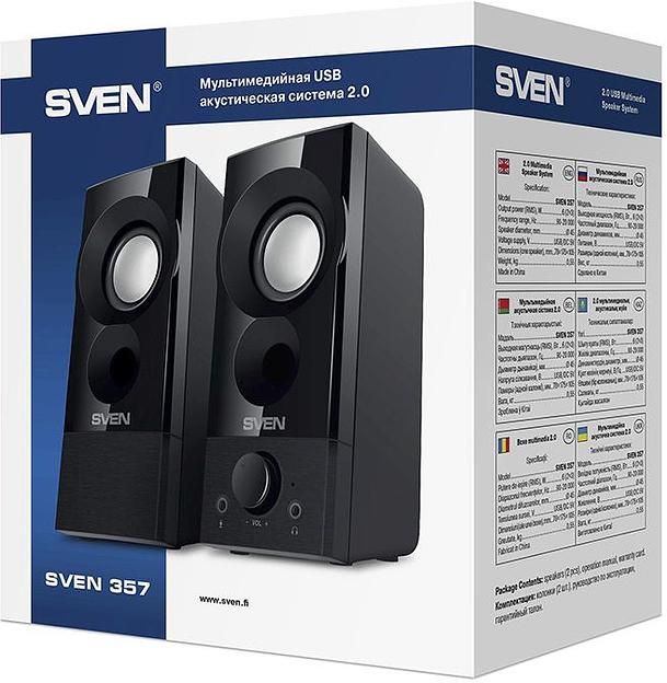 SVEN 357, чёрный, USB, акустическая система 2.0, мощность 2x3 Вт(RMS) SVEN 357 Black (SV-018191) фото 7