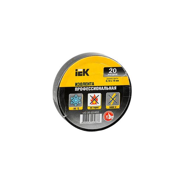 Изолента IEK UIZ-20-10-K02, ширина 19мм, 20м, черный фото 1