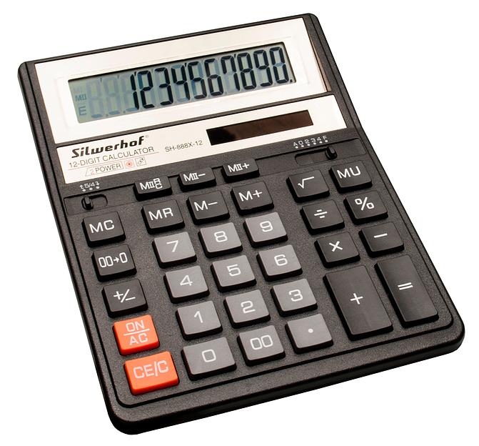Калькулятор настольный Silwerhof SH-888X-12 черный 12-разр. фото 2