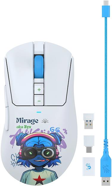 Мышь A4Tech Bloody R73 Pro белый/рисунок оптическая 26000dpi беспров. USB-C 7but (R73 PRO NYX MIRAGE) фото 10