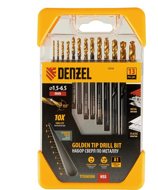 Набор сверл по металлу, 1,5-6,5 мм, HSS-Tin, Golden Tip, 13 шт// Denzel фото 7