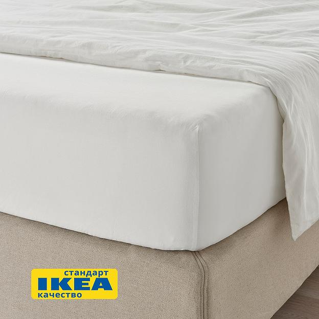 Простыня на резинке УЛЬВИДОРО (ИКЕА УЛЛЬВИДЕ) 160x200, белый, поплин KL-10351158 фото 2
