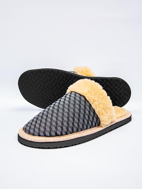 Тапочки мужские домашние закрытые с меховым отворотом опт фото 1