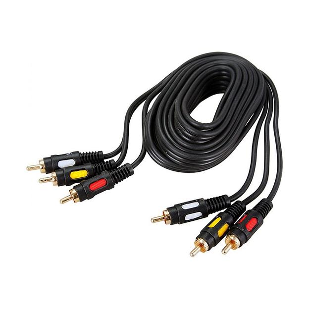 Rexant (17-0215) Шнур 3 RCA - 3 RCA, 5м, черный, Gold фото 1