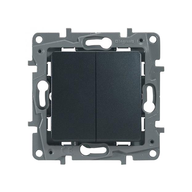Переключатель двухклавишный Legrand 672612 Etika 10 A 250 В антрацит 672612 фото 1