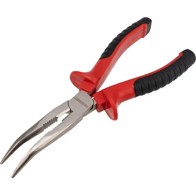 Rexant (12-4621) Тонкогубцы изогнутые 200 мм никелированные, двухкомпонентные рукоятки фото 1