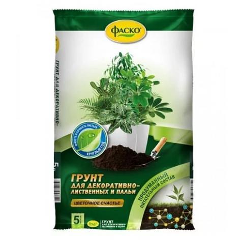 Грунт для декоративно-лиственных растений и пальм, Цветочное Счастье, Фаско, 5л фото 1