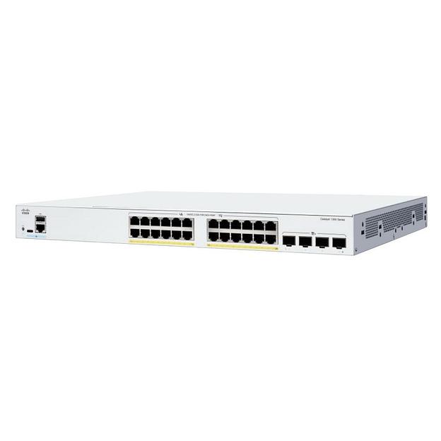 Коммутатор CISCO Catalyst 1300 24x 10/100/1000 RJ-45 PoE+, 4x 1Gb SFP uplinks, PoE+ 195W, Fanless, C1300-24P-4G фото 1