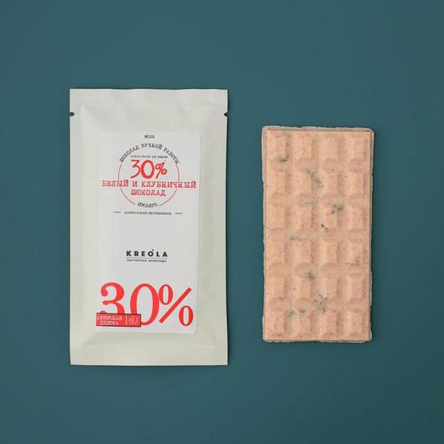 Белый шоколад с клубникой с имбирём Kreola, 20 г, опт фото 1