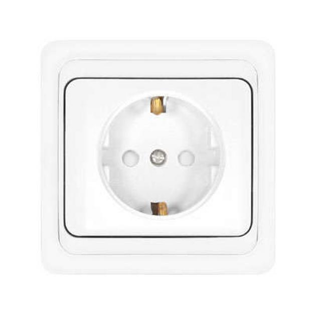 Розетка 1-м СП Валери 16А IP20 с заземл. защ. шторки бел. UNIVersal В0028х фото 1