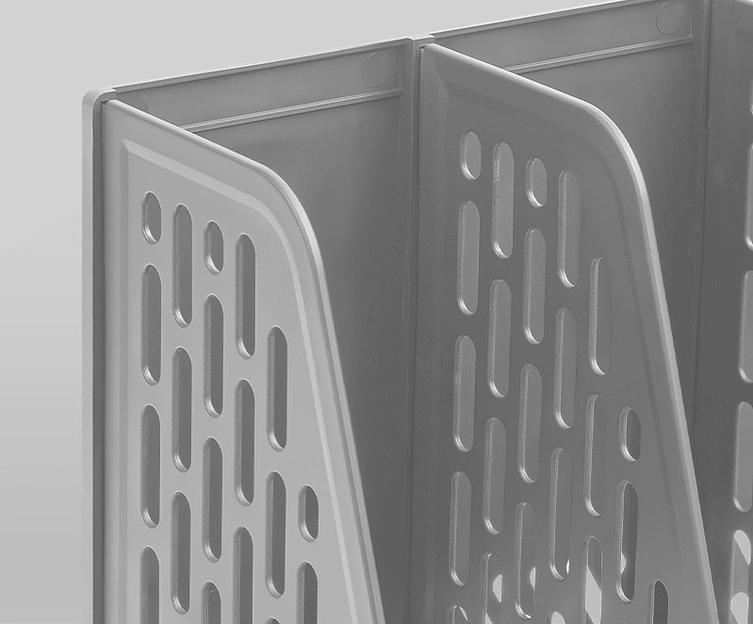 Лоток вертикальный Deli E9849 GREY E9849 4отд. сборный для бумаг 325x320x275мм серый пластик пластиковый пакет фото 3