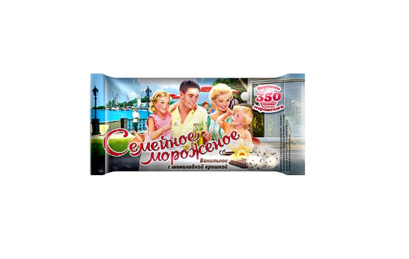 Мороженое в пакете Лединямка «Семейное ванильное с шоколадной крошкой» 350 г ОПТ фото 1