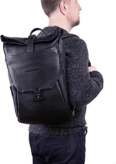 Рюкзак Piquadro Than CA6612S135/N роллтоп черный кожа фото 9