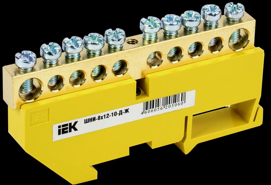 Шина PE земля на DIN-изоляторах ШНИ-8х12-10-Д-Ж (YNN10-812-10D-K05) фото 1