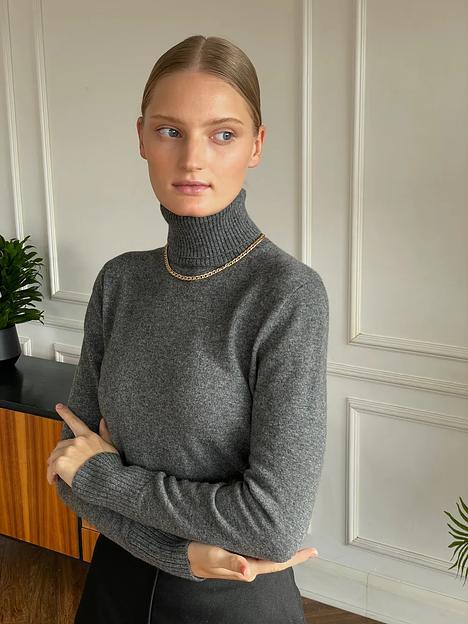 Мериносовая водолазка серый меланж ОПТ фото 3