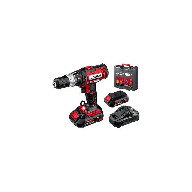 Ударная дрель-шуруповерт Зубр ДШУ-185-22, 2Ач, с двумя аккумуляторами фото 1
