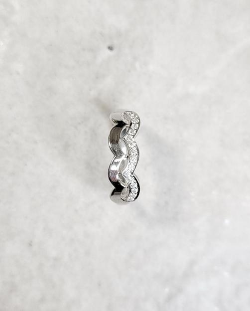 Серебряное кольцо волны с фианитами 925 фото 3