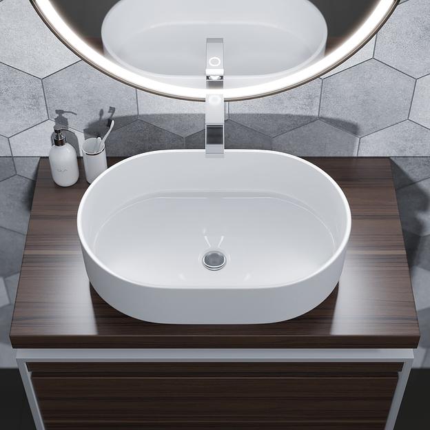 Раковина для ванной накладная Uperwood Aura 60 см, овальная, белая фото 2