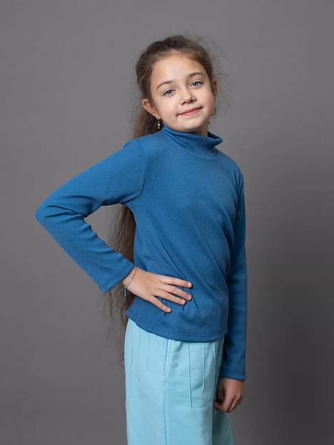 Водолазка школьная на девочку KristiKlo «Лапша» голубая ОПТ фото 3