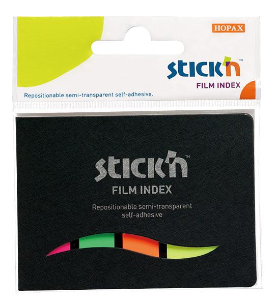 Закладки самокл. индексы пластиковые Stick`n 21077 4цв.в упак. 25лист в обложке 25x45мм+12x45мм европодвес фото 1