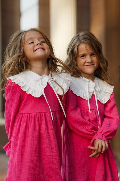 Платье MINI DI «Николь» ярко-розовый, муслин, арт.340/1300 ОПТ фото 7