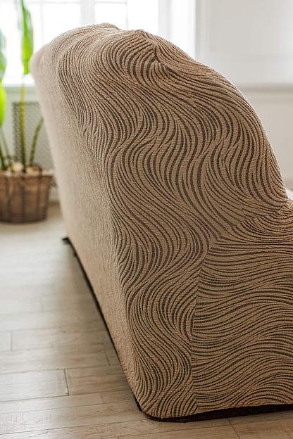 Чехол на трёхместный диван Чехлы&Пледы «Жаккард Волна» серый ОПТ фото 4