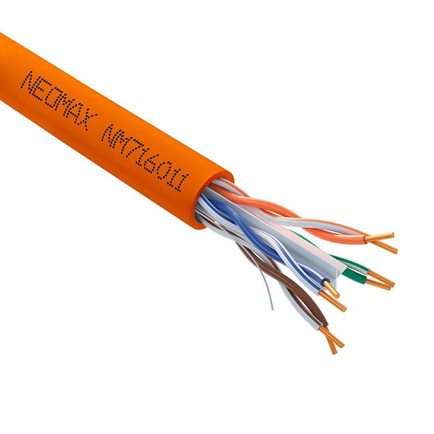 Кабель NEOMAX [NM716011] U/UTP cat.6 4x2x0.57, 23 AWG, Медь, внутренний, LSZH, 305м, оранжевый; Fluke Tested фото 1
