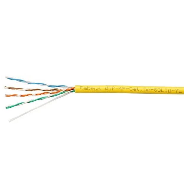 Cabeus UTP-4P-Cat.5e-SOLID-YL Кабель витая пара UTP (U/UTP), категория 5e, 4 пары (24 AWG), одножильный, PVC нг(А)-LS, желтый (305 м) фото 1